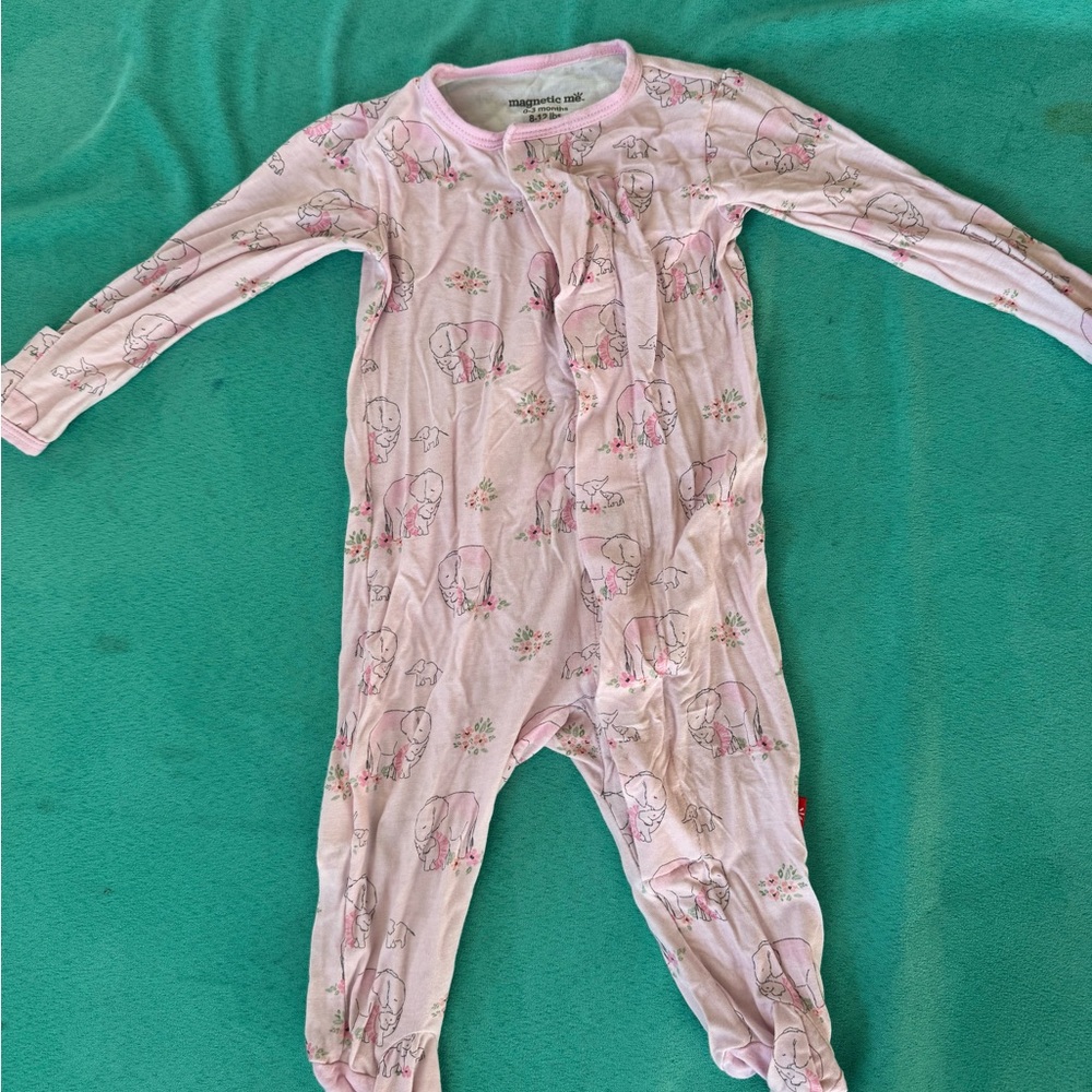 Pink Elephant Print Kids One Piece